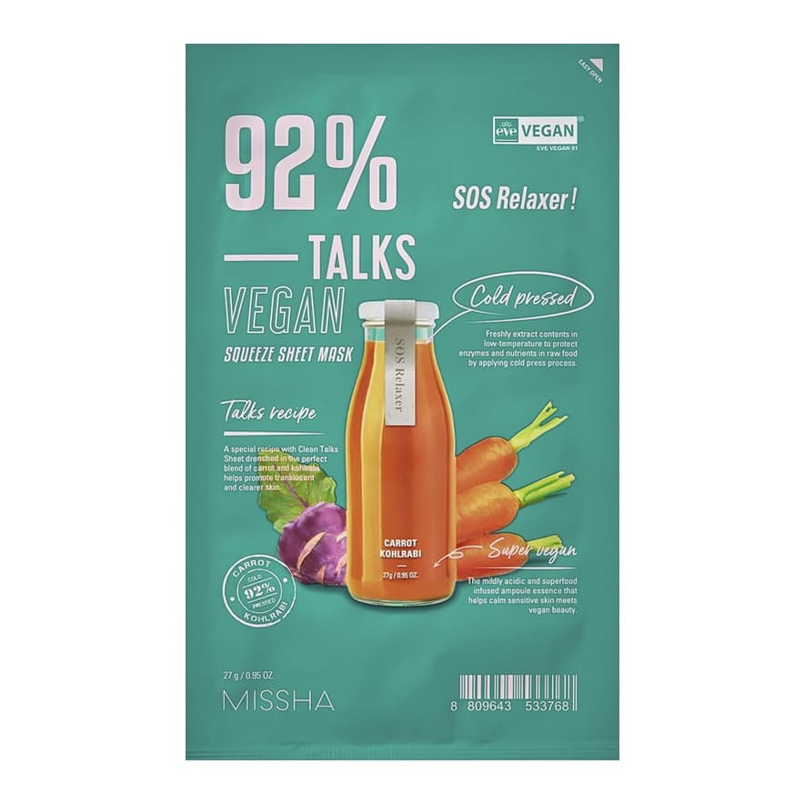 Talks Vegan Squeeze Sheet Mask SOS Relaxer!