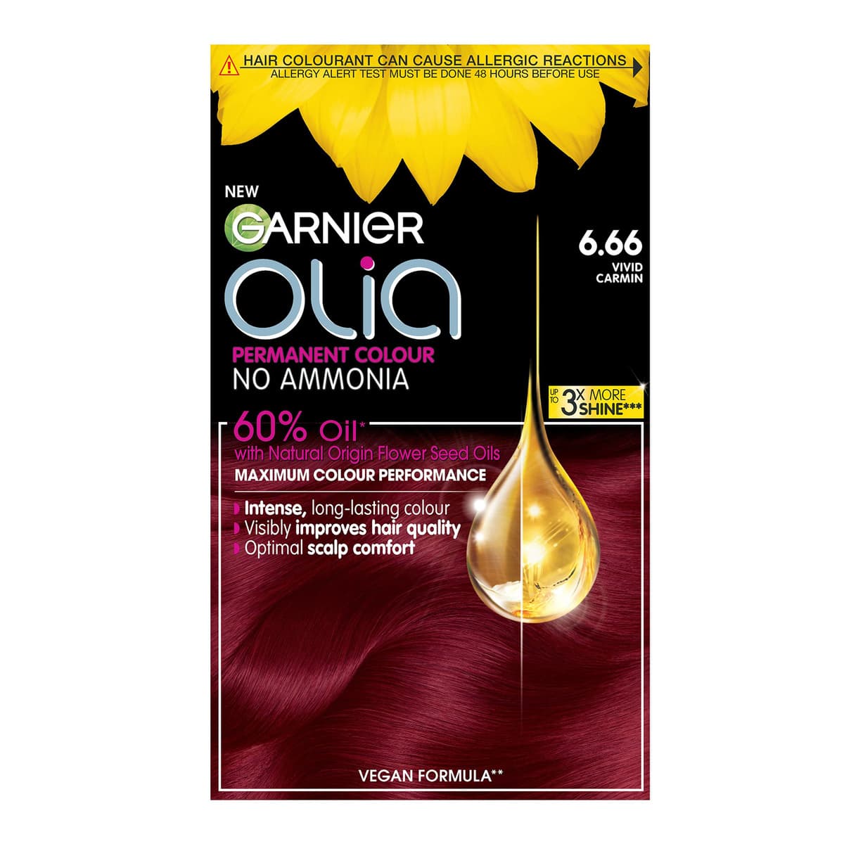Olia Permanent Hair Dye - 6.66 Vivid Garnet Red
