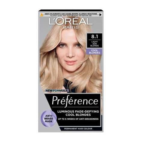 L’Oréal Paris Preference Permanent Hair Dye, Luminous Colour, Light Ash Blonde 8.1