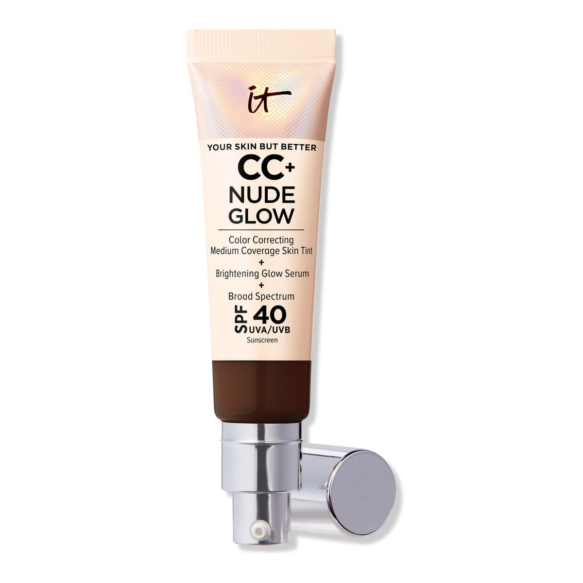 CC+ Nude Glow Lightweight Foundation + Glow Serum with SPF 40, Deep Mocha