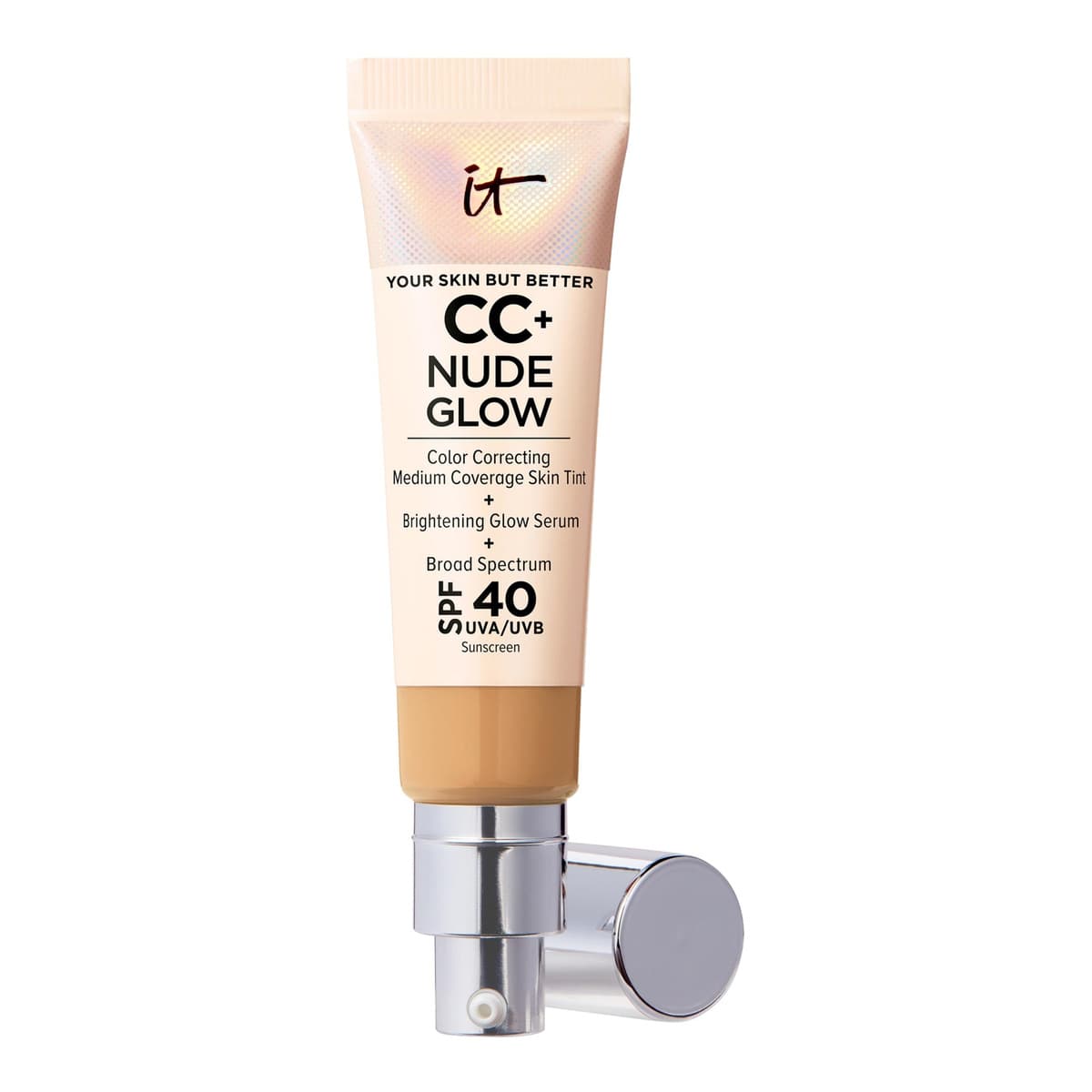 CC+ Nude Glow Lightweight Foundation + Glow Serum with SPF 40 and Niacinamide, Tan Warm