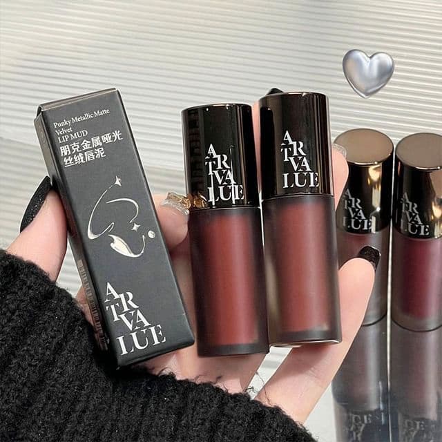 Punk Metallic Matte Velvet Lip Mud, #5# Atmosphere Red