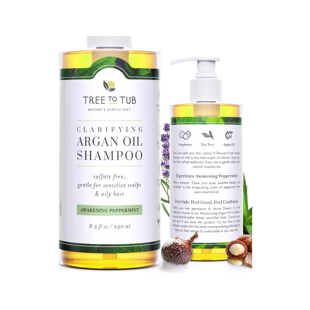 Peppermint Shampoo for Oily Hair & Sensitive Scalp - Clarifying Shampoo, Sulfate Free Anti Residue Hair Shampoo for Women & Men