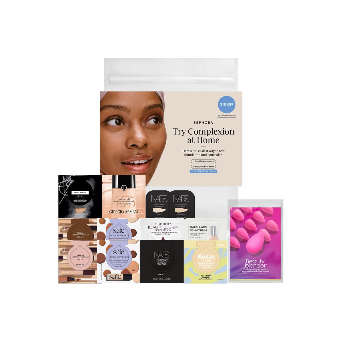 Complexion Try-On Sample Bag With Redeemable Voucher, Light - Option 1