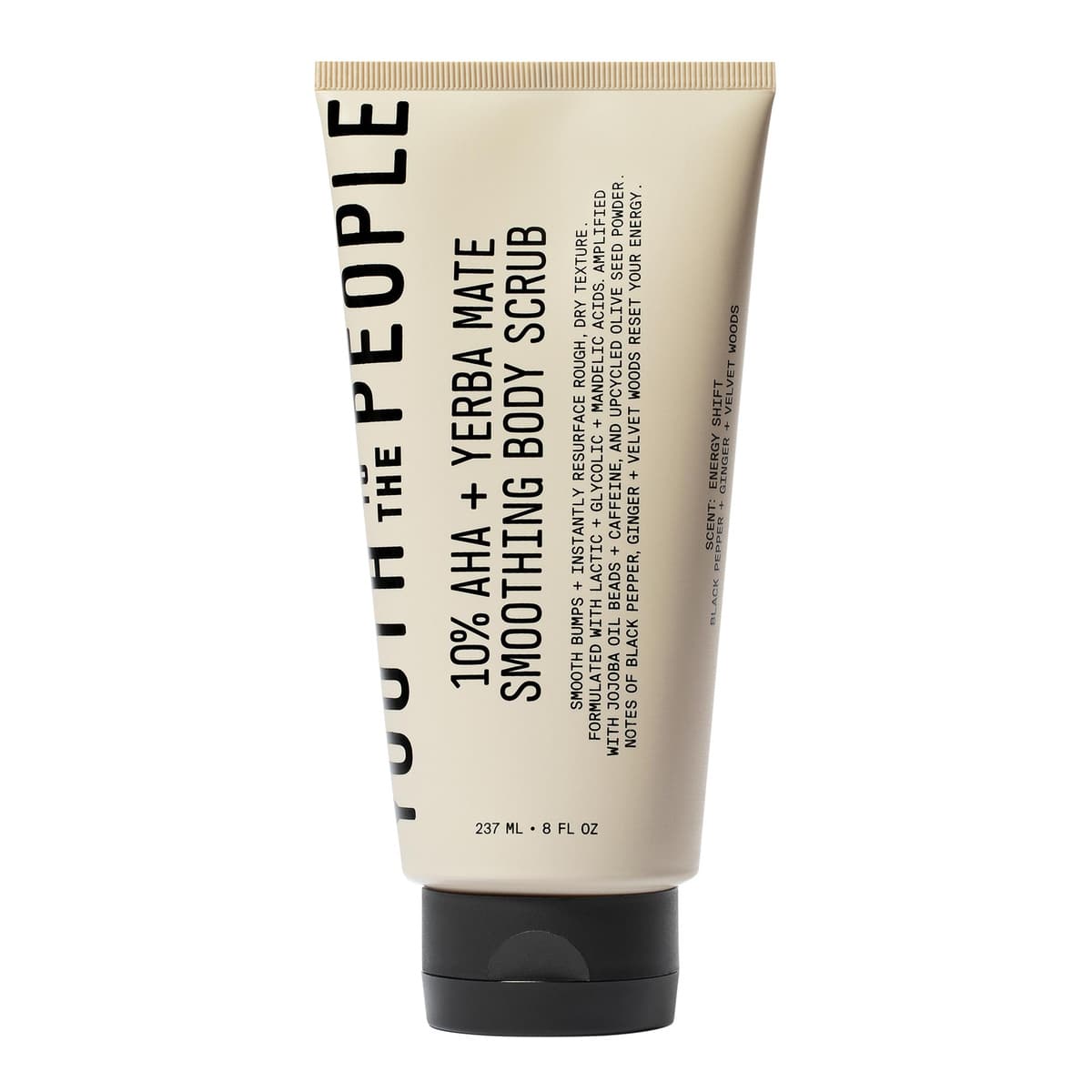 10% AHA + Yerba Mate Smoothing Energy Body Scrub with Upcycled Olive Seed Powder