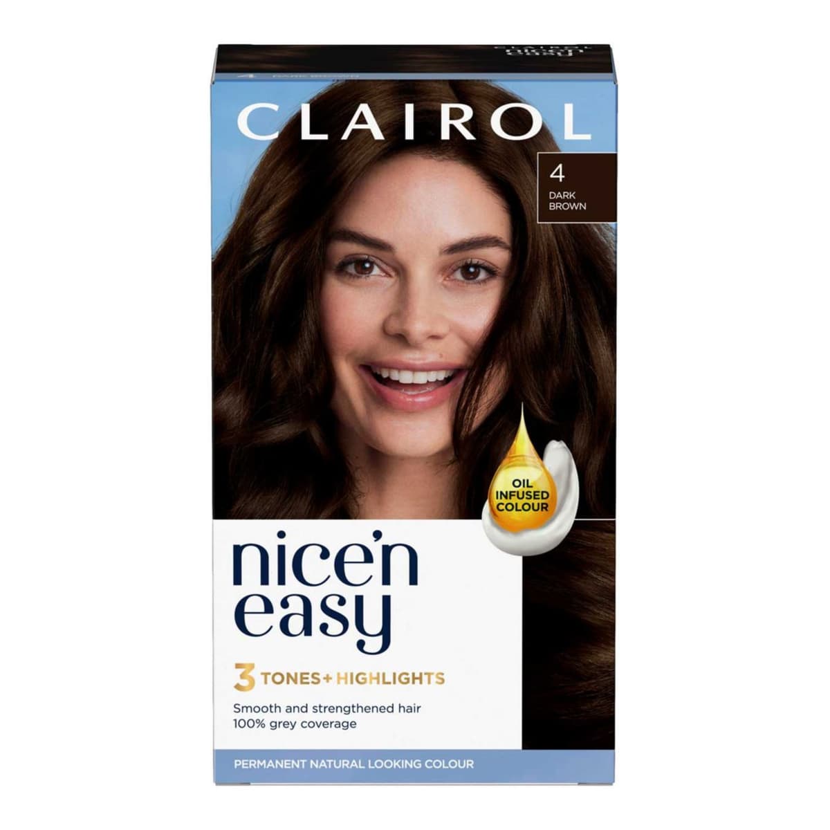 Clairol Nice'n Easy Crème Oil Infused Permanent Hair Dye 4 Dark Brown