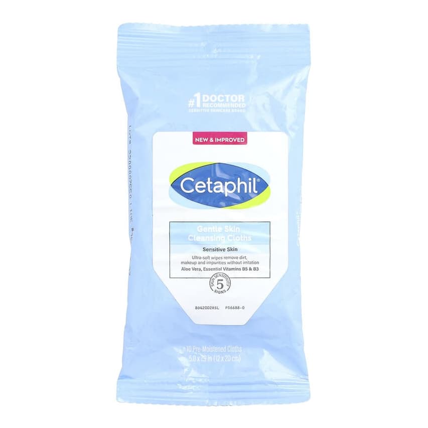 Gentle Skin Cleansing Cloths, Fragrance Free, 10 Pre-Moistened Cloths