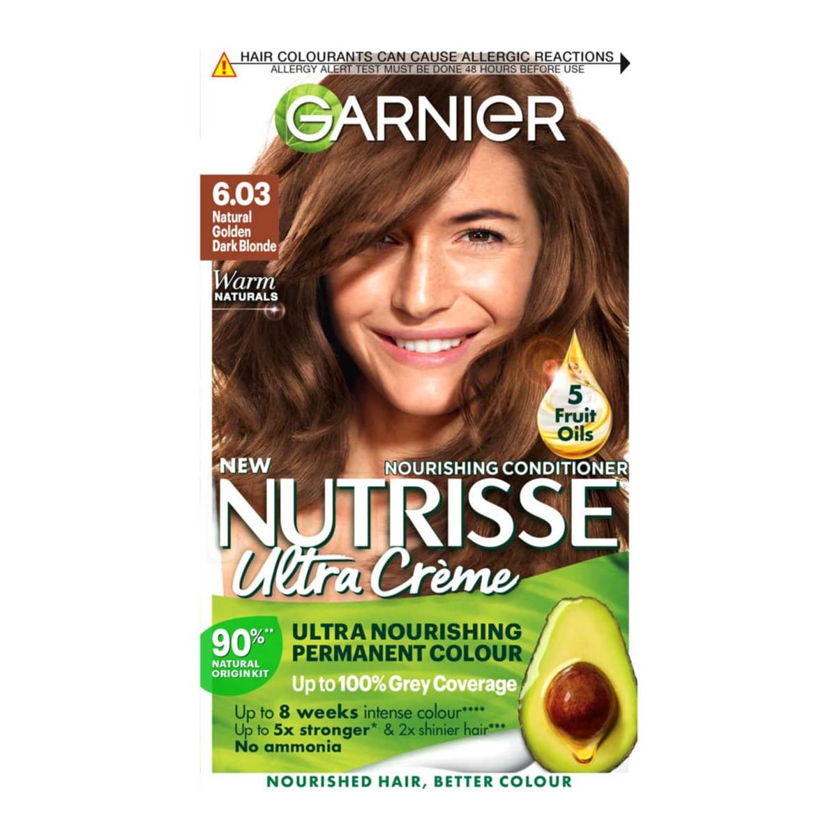 Nutrisse Creme Blonde Hair Dye Permanent Nourishing Hair Mask Conditioner- 6.03 Natural Golden Dark Blonde