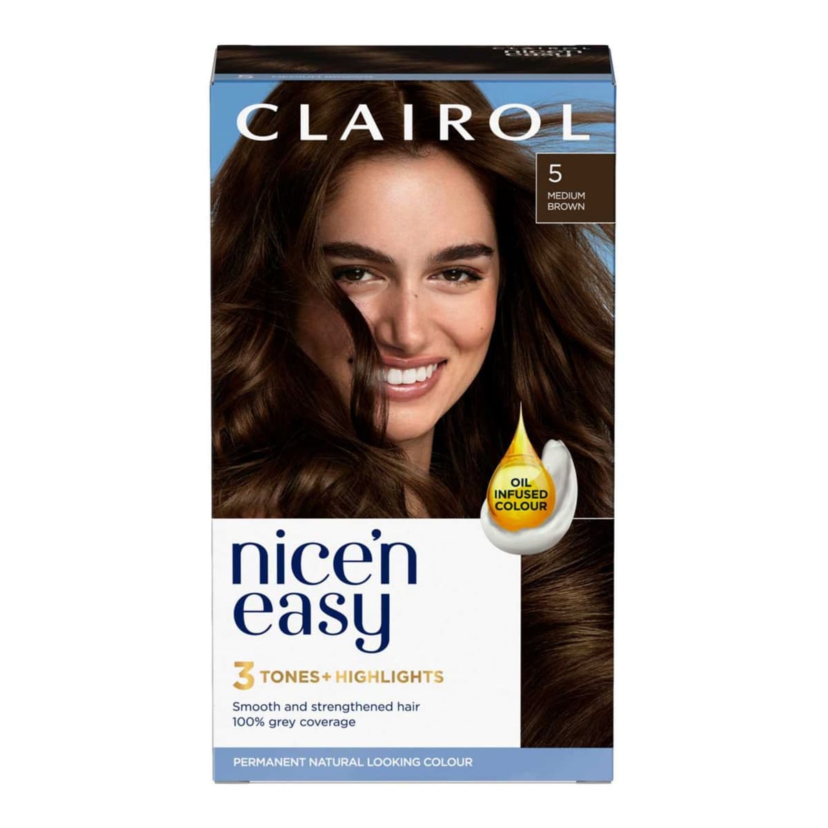 Clairol Nice'n Easy Crème Oil Infused Permanent Hair Dye 5 Medium Brown