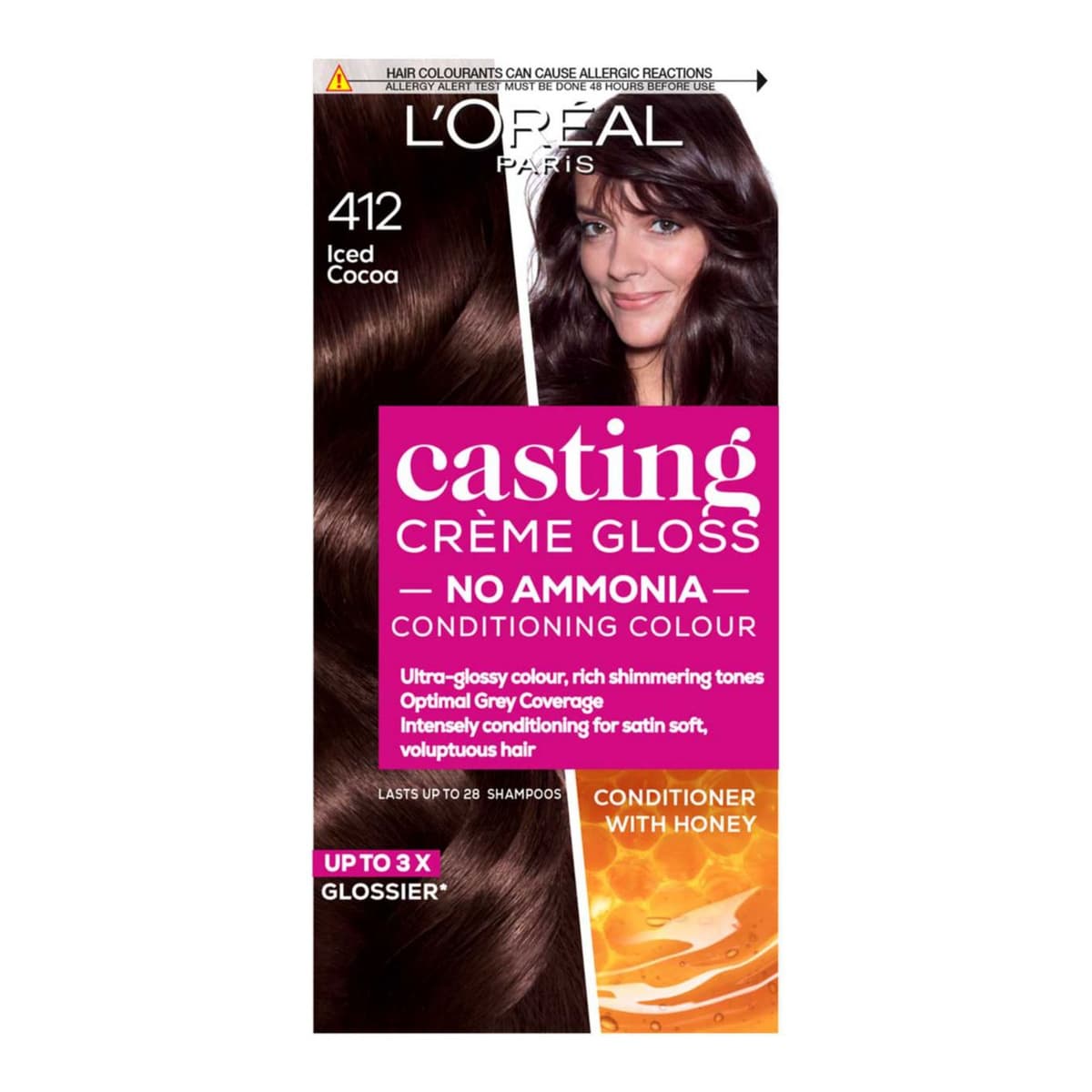 Paris Casting Creme Gloss Semi-Permanent Hair Dye, Brown Hair Dye 412 Iced Cocoa