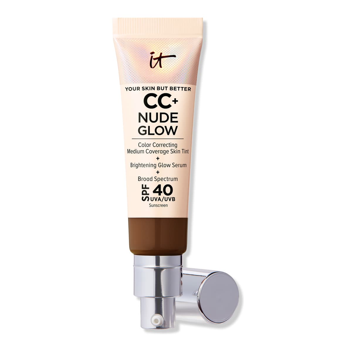 CC+ Nude Glow Lightweight Foundation + Glow Serum with SPF 40, Neutral Deep