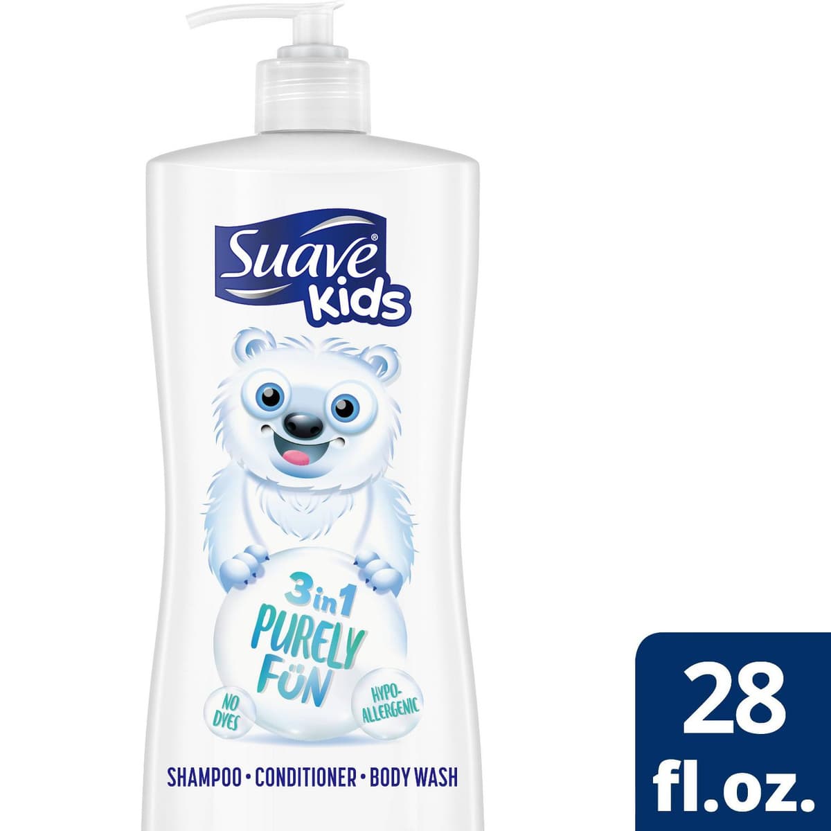 Kids' Moisturizing 3-in-1 Purely Fun Pump Shampoo + Conditioner + Body Wash