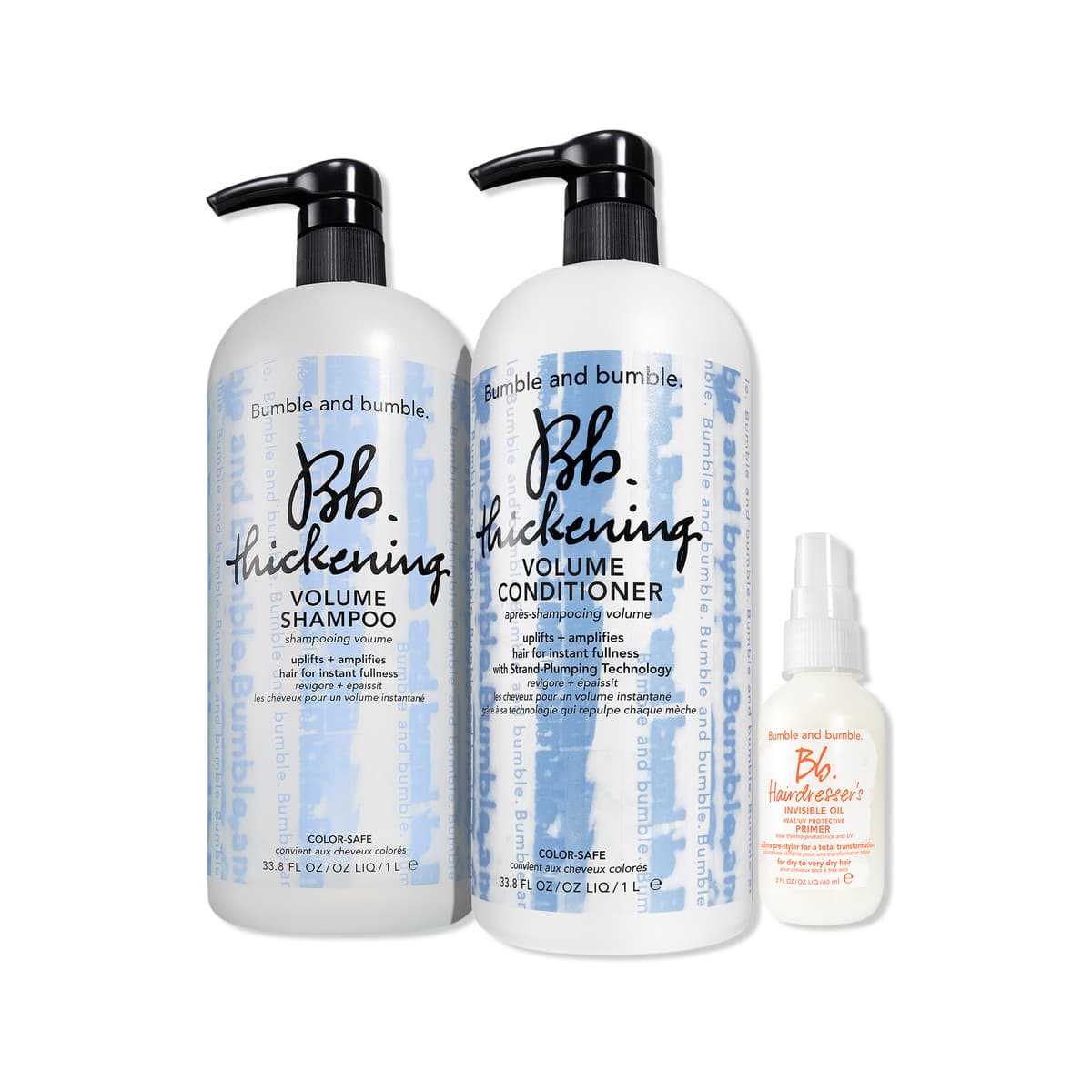 Thickening Volume Shampoo + Conditioner Jumbo with Travel Size Primer