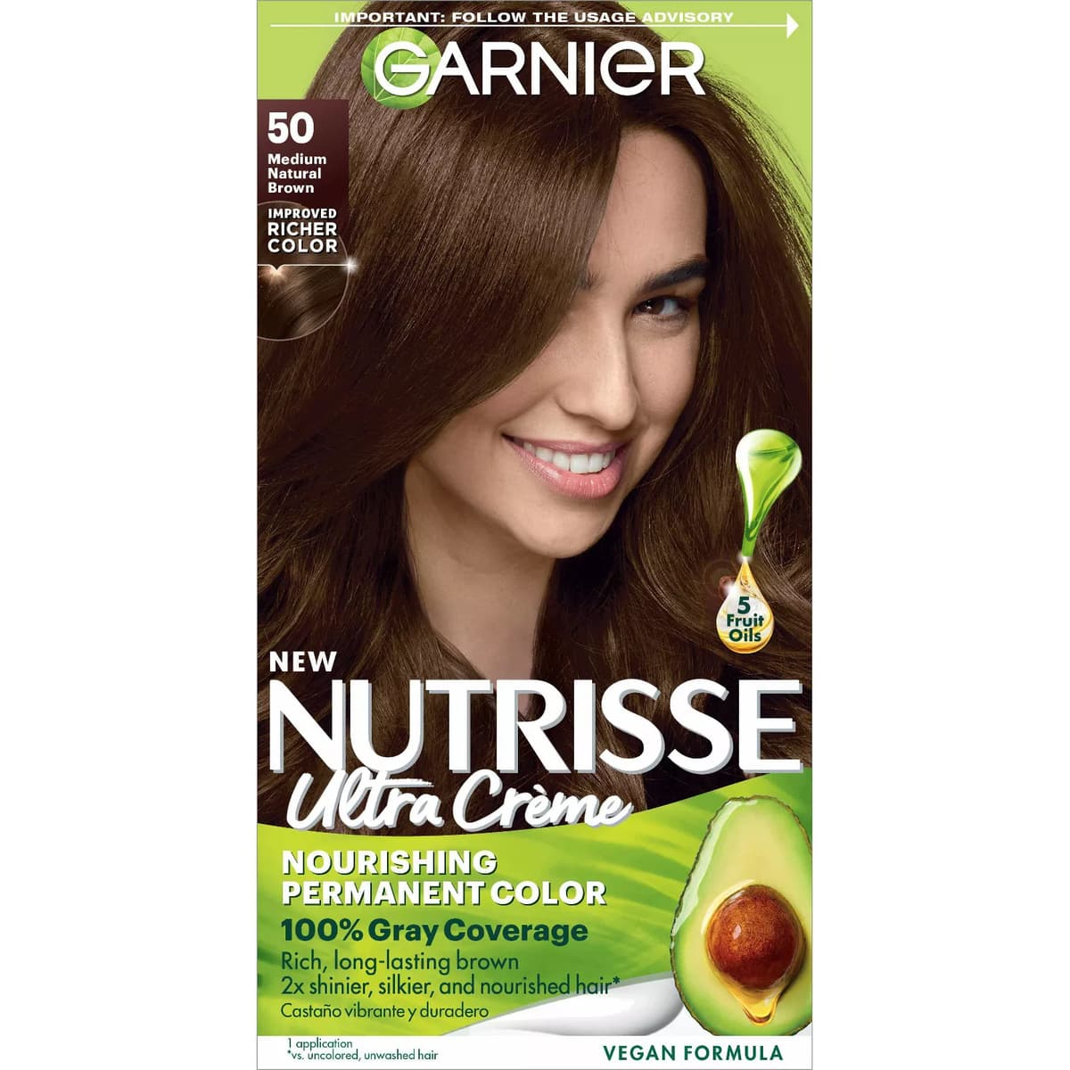 Nutrisse Nourishing Permanent Hair Color Creme, #50 Medium Natural Brown