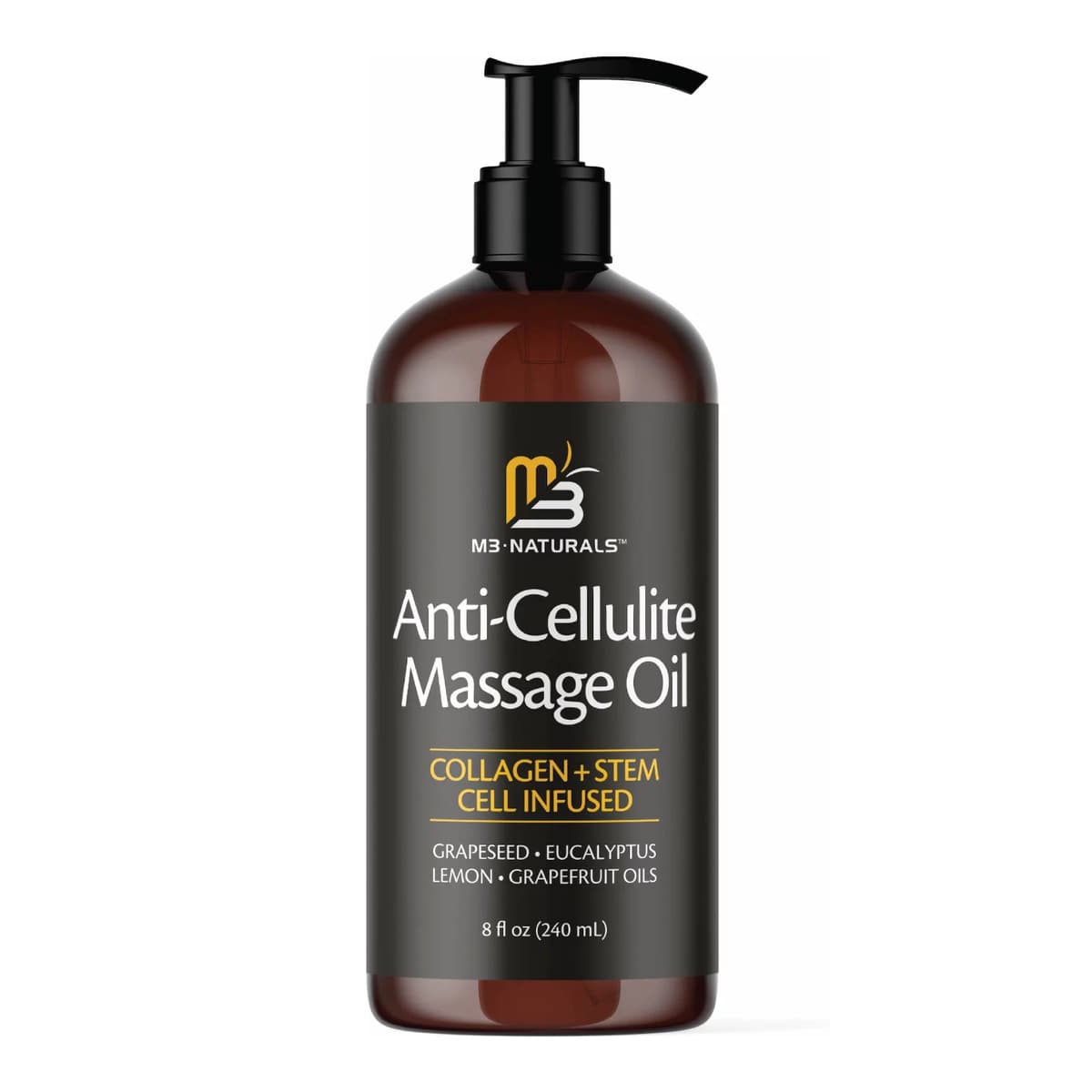 Anti-Cellulite Massage Oil, Cellulite Remover and Skin Tightening Body Oil, M3 Naturals, Grapefruit & Lemon
